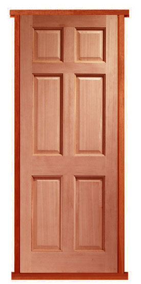 Colonial 6 Panel Hardwood External Pre-hung Door Set